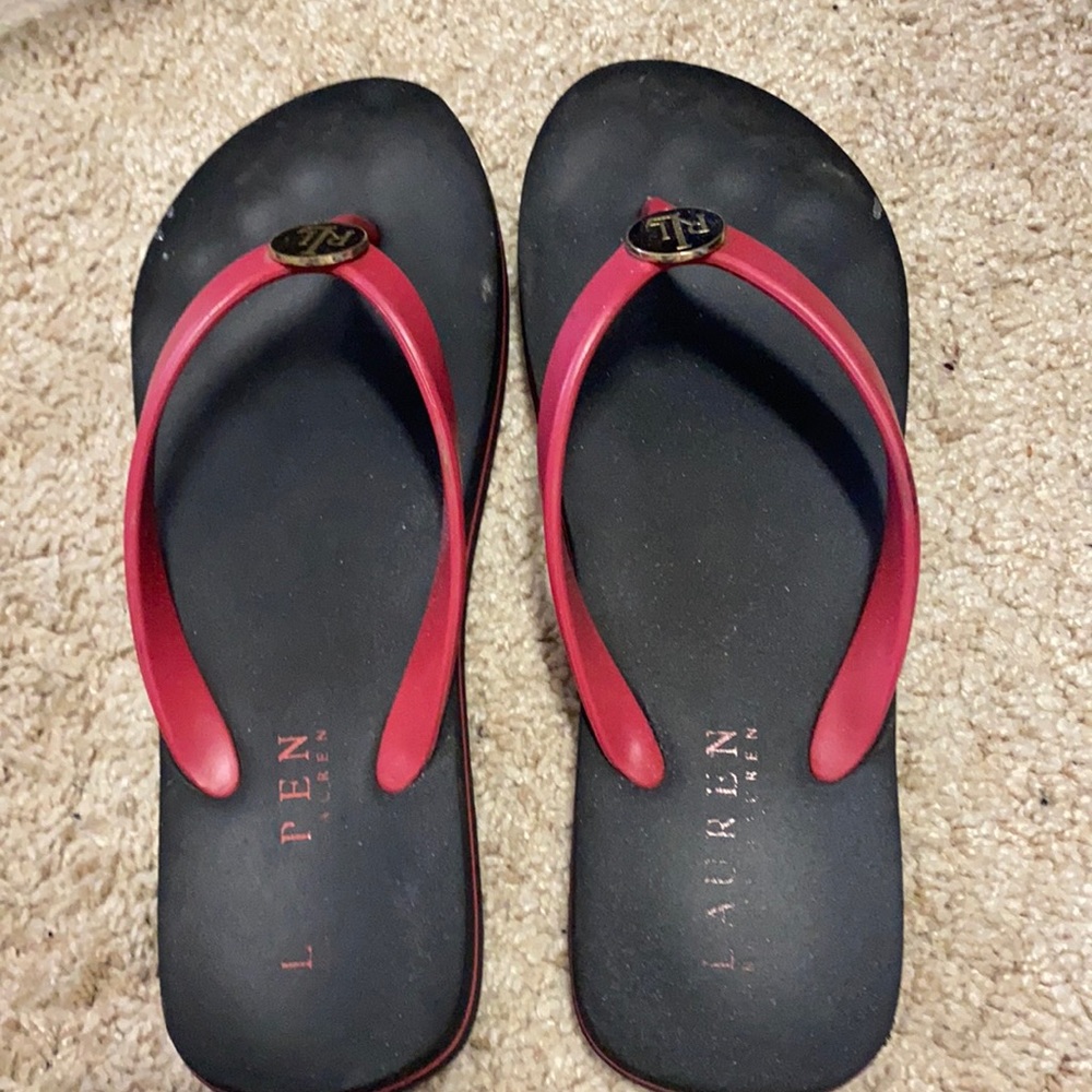 Red Ralph Lauren flip flops